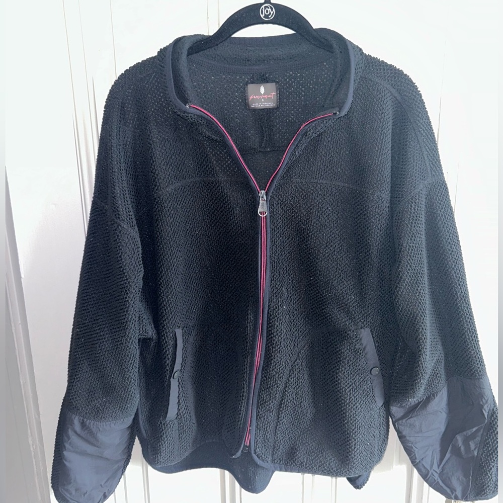 Free People FP Movement fleece zip up black small